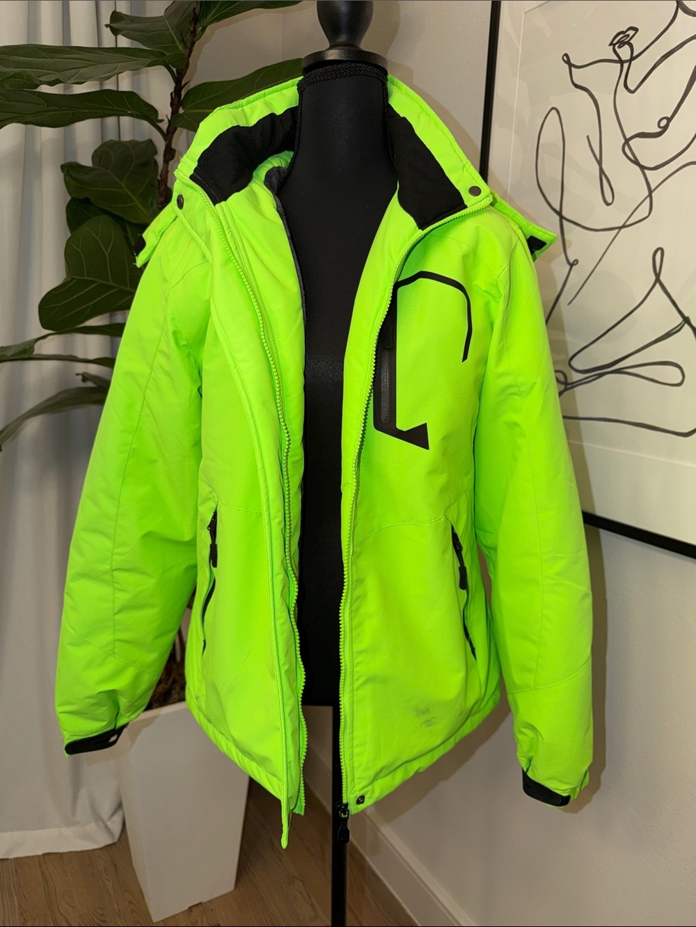 Moerdeng Ski Jacket High-Visibility Lime Green Winter Jacket